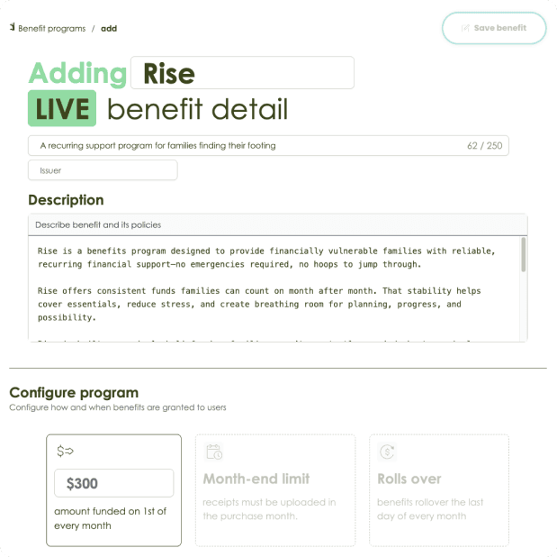 Benefits administrators dashboard