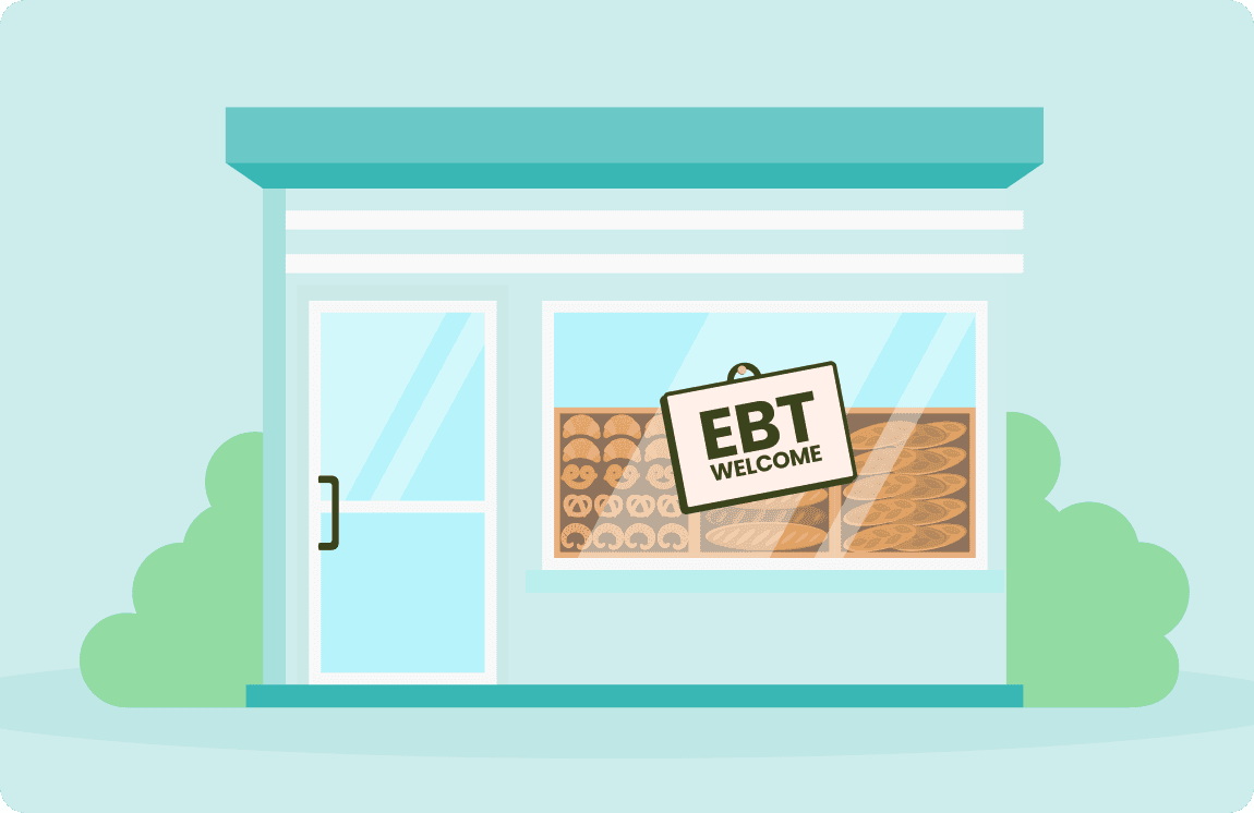 Image displaying store with 'EBT Welcome' sign