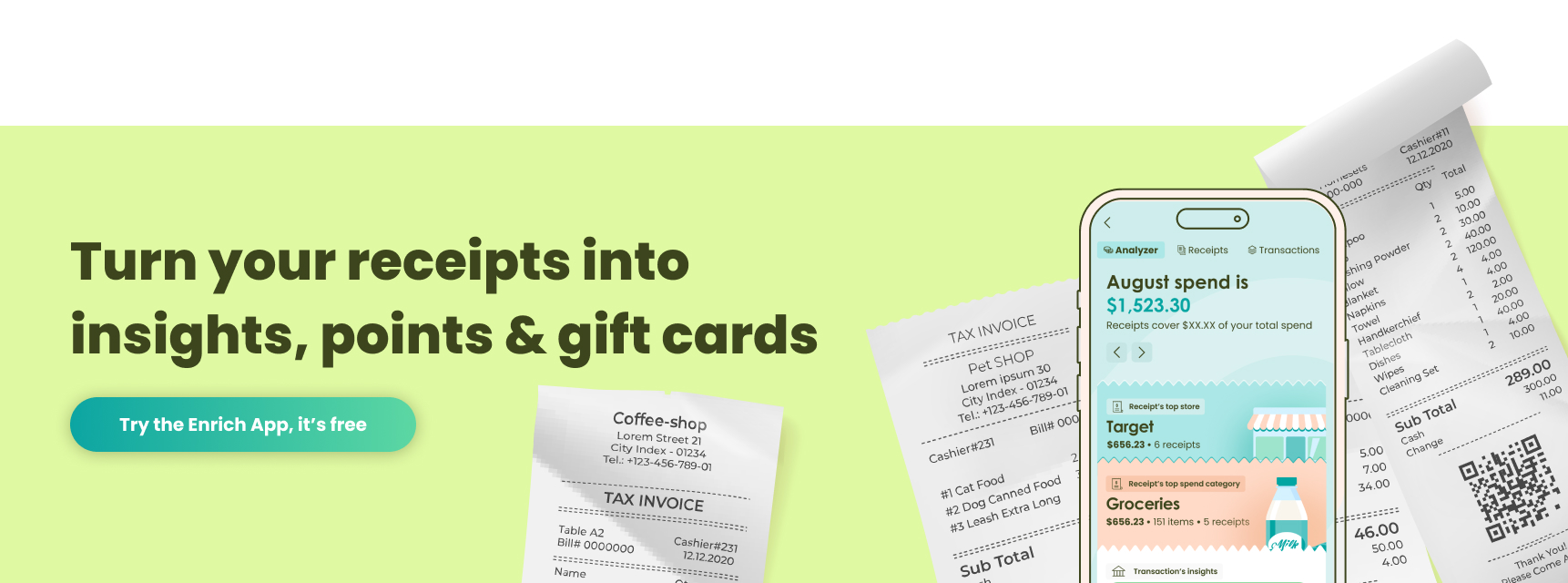 Turn your receipts into insights, points, & gift cards